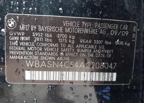 2010 BMW 550I Gran Turismo from USA, damaged, VIN WBASN4C54AC208047